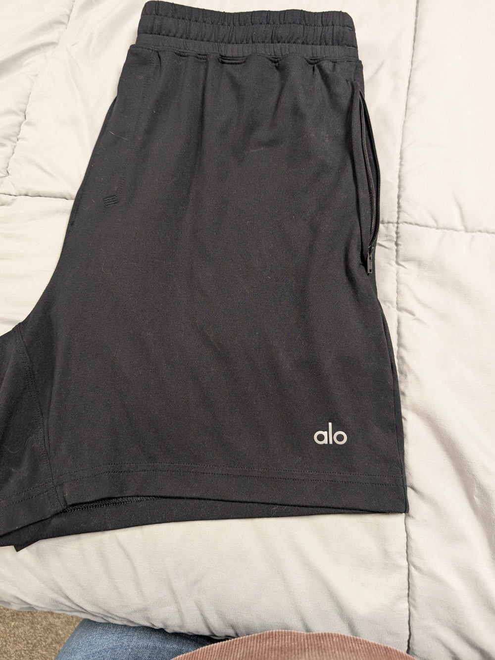 ALO Yoga Men's Black Athletic Shorts with White Logo